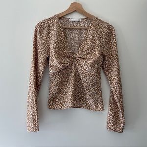Abercrombie & Fitch long sleeve floral blouse twist front
